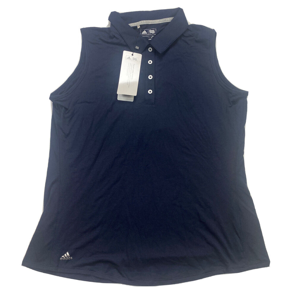 Women's Adidas Golf Climate Essential Sleeveless Polo Tank Navy Size Medium